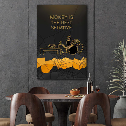 ALEC MONOPOLY Wall Art - Inspirational Motivational Poster with Money and Success Themes Rich Uncle Canvas in Luxurious Gold