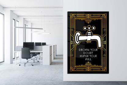 Monopoly Wall Art - Motivational Poster Inspirational Entrepreneurs - Gold and Black Office Decor with Motivating Quotes - No Doubts No Fear