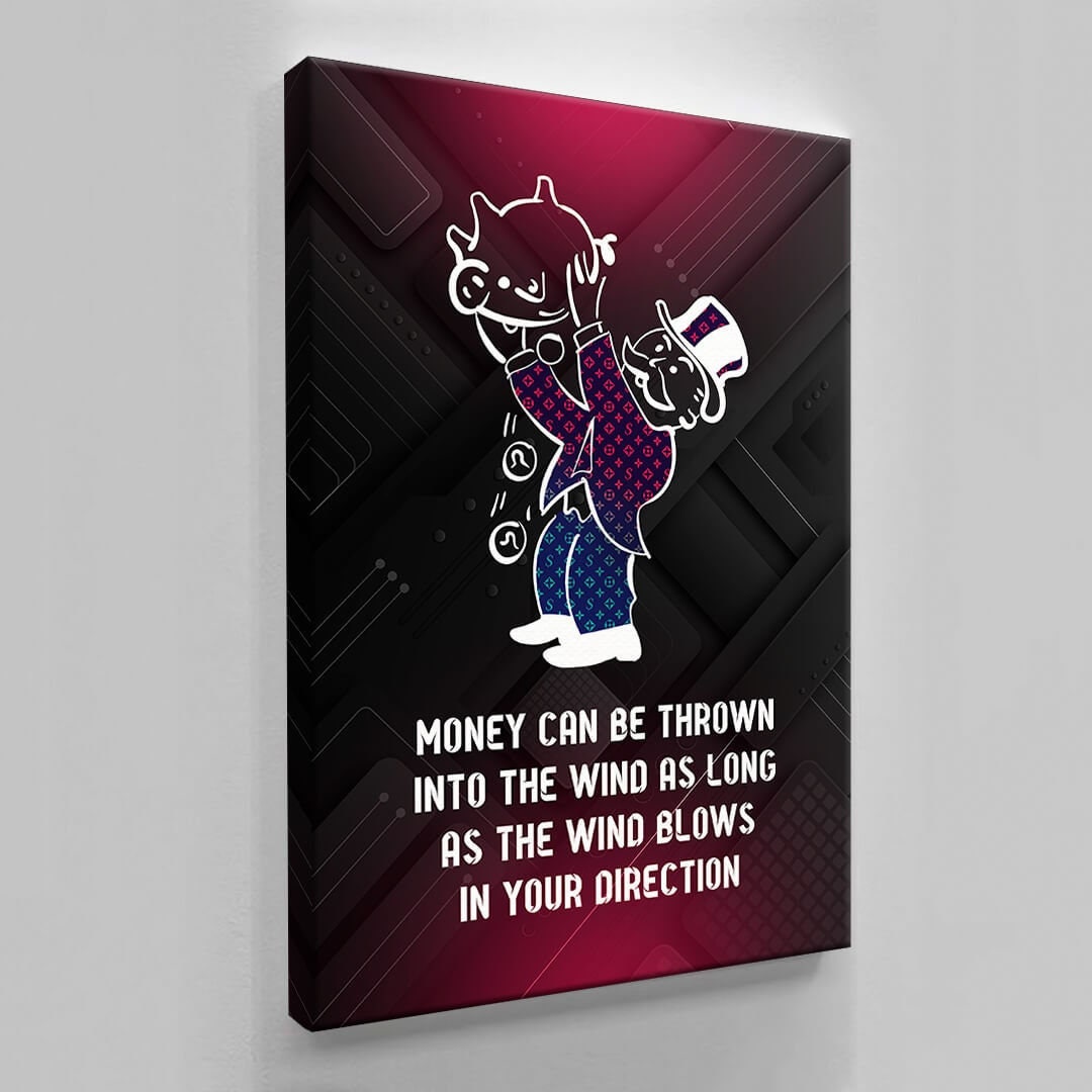 ALEC MONOPOLY Wall Art - Money Motivational Canvas with Rich Uncle Quote - Office Pop Art for Entrepreneurs - Red Poster