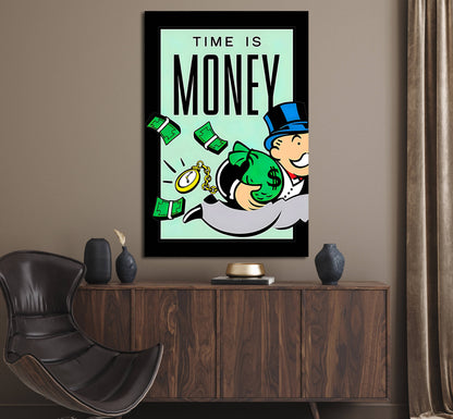 Time is Money Motivational Monopoly Wall Art Print - Perfect for Entrepreneurs and Businessmen - No Luck All Hustle Poster - Made in USA