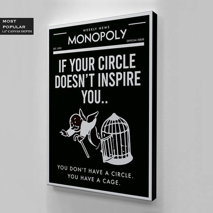 INSPIRATION SEEKER Alec Monopoly Wall Art Motivational Poster Entrepreneur Print Uncle Sam Office Canvas - Black and White