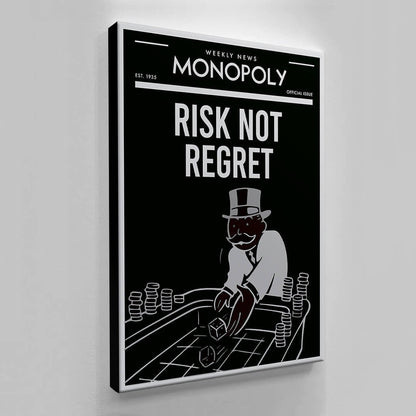 ALEC Monopoly Wall Art - Motivational  Canvas Print for Office  - Uncle Sam Inspirational Entrepreneur Poster - RISK Not REGRET