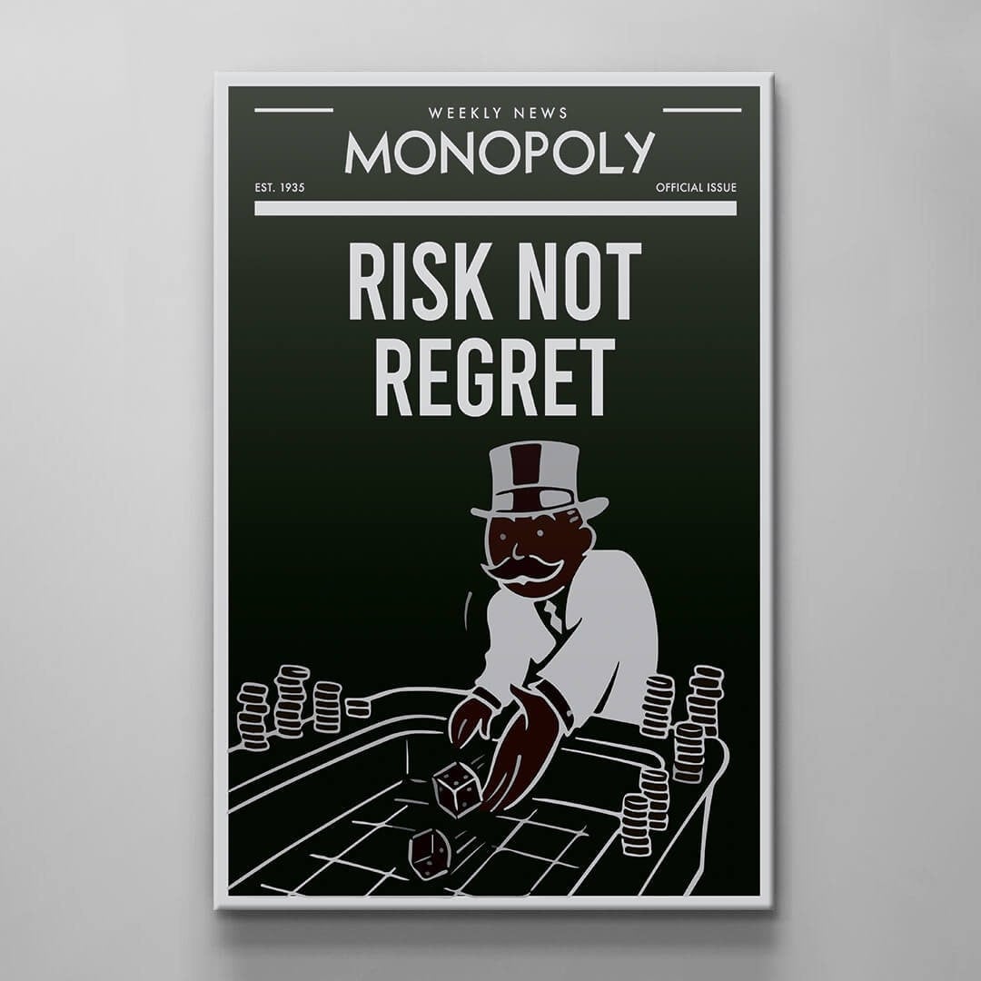 ALEC Monopoly Wall Art - Motivational  Canvas Print for Office  - Uncle Sam Inspirational Entrepreneur Poster - RISK Not REGRET