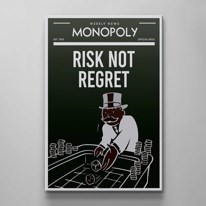 ALEC Monopoly Wall Art - Motivational  Canvas Print for Office  - Uncle Sam Inspirational Entrepreneur Poster - RISK Not REGRET