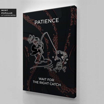 ALEC MONOPOLY Wall Art - Patience Motivational Canvas Poster with Inspirational Rich Uncle - Office Entrepreneurs  Wait For The Right Catch