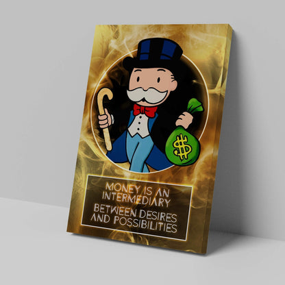 Alec Monopoly Canvas - Gold Office Art - Wall Art Poster - Limited Edition Acrylic Metal Canvas - Desires and Possibilities