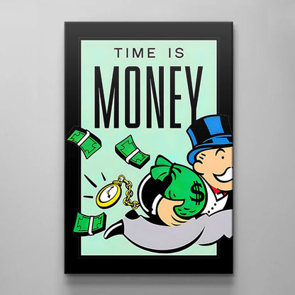 Time is Money Motivational Monopoly Wall Art Print - Perfect for Entrepreneurs and Businessmen - No Luck All Hustle Poster - Made in USA