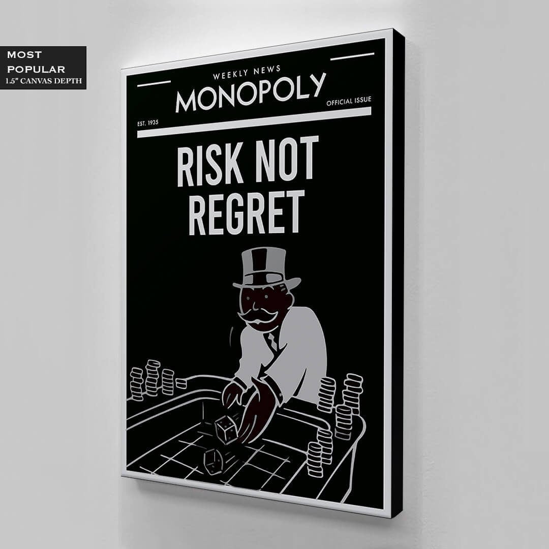 ALEC Monopoly Wall Art - Motivational  Canvas Print for Office  - Uncle Sam Inspirational Entrepreneur Poster - RISK Not REGRET