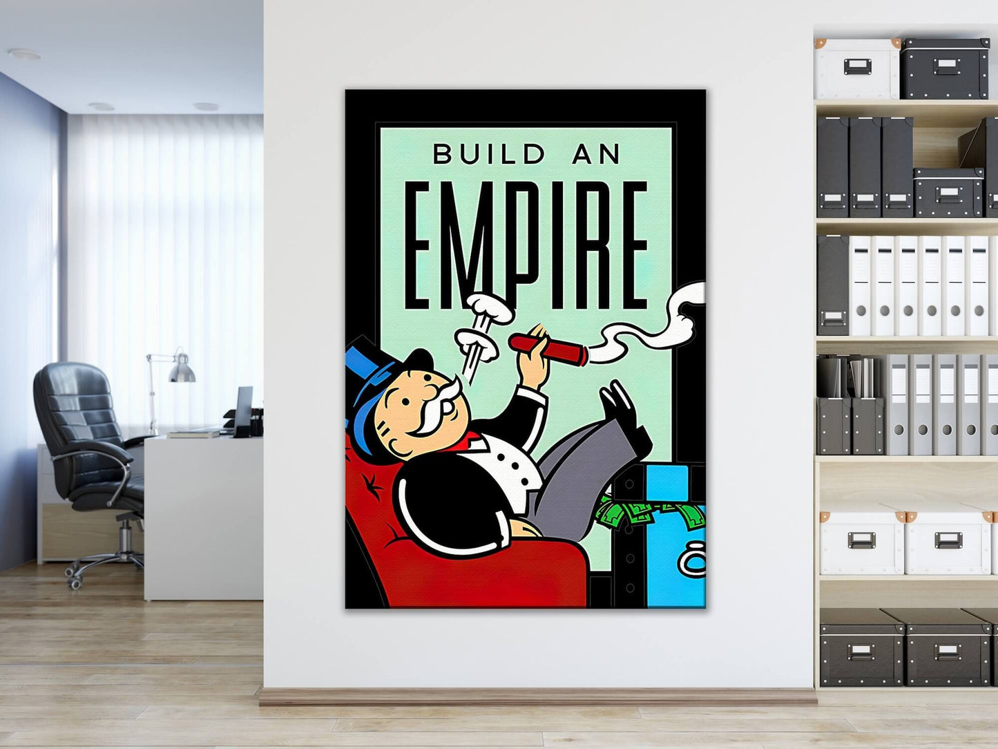 Monopoly Wall Art - Entrepreneur Inspired Motivational Poster - Build Your Empire and Hustle with Luck and No Excuses - Businessman