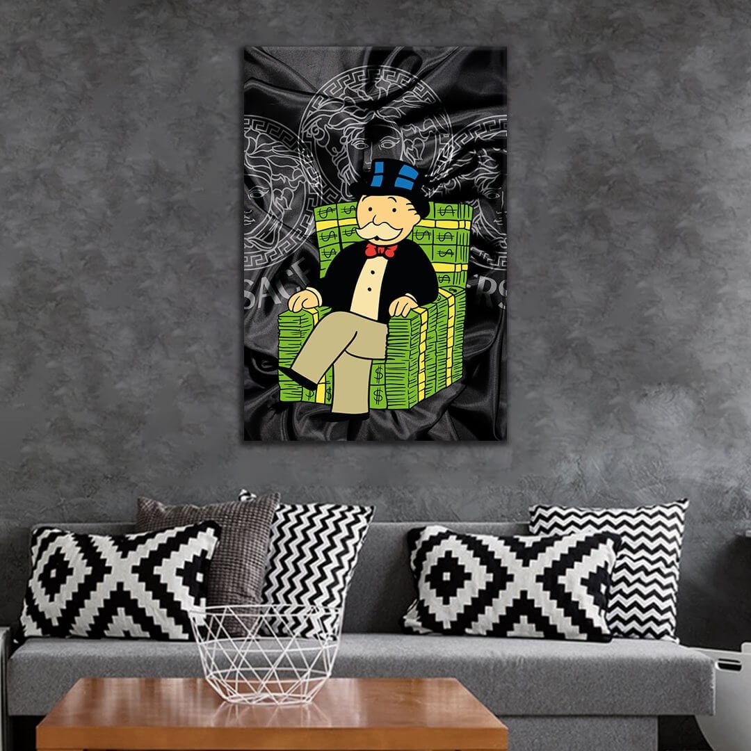 Limited Edition Alec Monopoly Canvas Chair - Green and Black Luxury Motivation Office and Wall Art Poster - Made in the USA Art