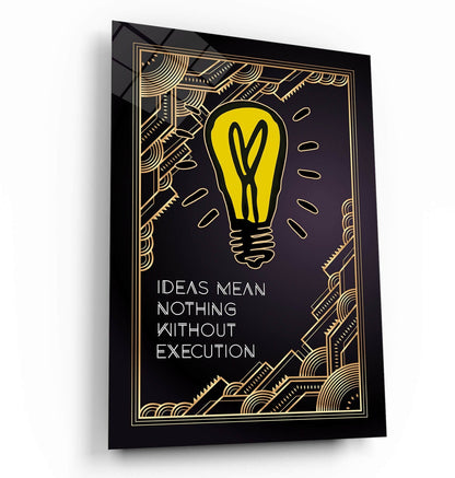 Monopoly Wall Art - Motivational Entrepreneur Office Decor Print with Inspirational Canvas - Ideas are Nothing without Execution