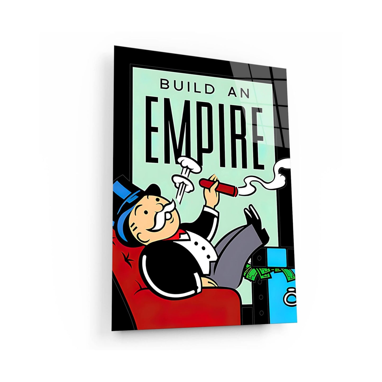 Monopoly Wall Art - Entrepreneur Inspired Motivational Poster - Build Your Empire and Hustle with Luck and No Excuses - Businessman