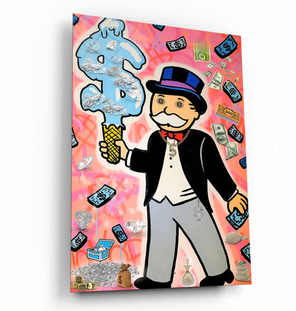 ALEC MONOPOLY Ice Cream Diamonds Inspirational Office Canvas - Motivational Entrepreneur Quotes - Pink Pop Art Wall Art