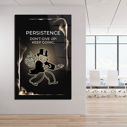 ALEC MONOPOLY Wall Art - Persistence Motivational Poster  Inspirational Canvas Office Pop Art for Motivation  Don't Give Up Keep Going Print