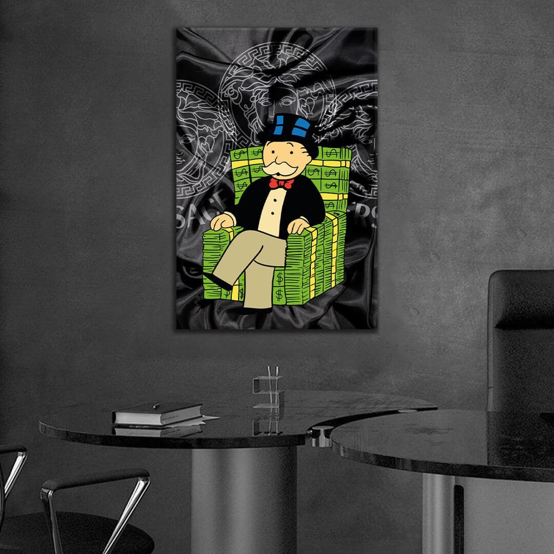 Limited Edition Alec Monopoly Canvas Chair - Green and Black Luxury Motivation Office and Wall Art Poster - Made in the USA Art