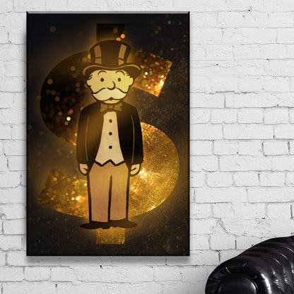 Alec Monopoly Canvas Dollar Bill Gold Office Wall Art Poster Limited EditionGold and Black Office Decor  Dollar Bill  - Limited Edition