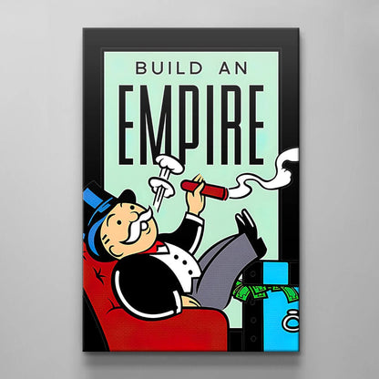 Monopoly Wall Art - Entrepreneur Inspired Motivational Poster - Build Your Empire and Hustle with Luck and No Excuses - Businessman