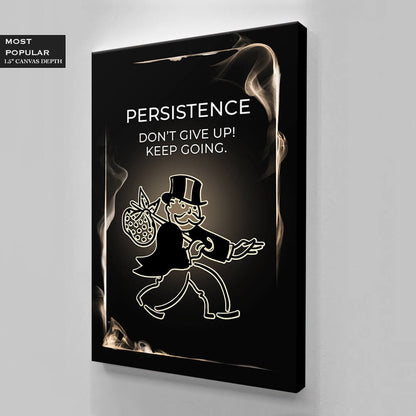 ALEC MONOPOLY Wall Art - Persistence Motivational Poster  Inspirational Canvas Office Pop Art for Motivation  Don't Give Up Keep Going Print