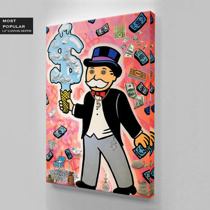 ALEC MONOPOLY Ice Cream Diamonds Inspirational Office Canvas - Motivational Entrepreneur Quotes - Pink Pop Art Wall Art