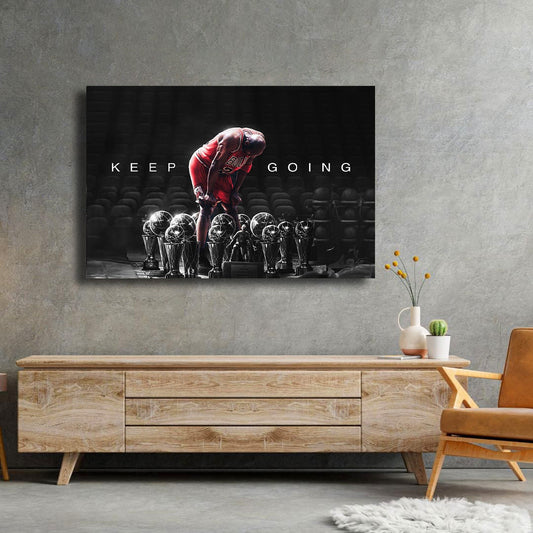 Keep Going Michael Jordan Basketball Ball Wall Art, Jordan 23 Chicago Bulls Poster, Wall Art, Mike Basketball Goat Canvas