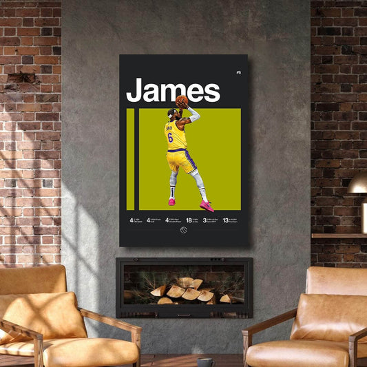 James, Poster, NBA GOATS Print, Basketball Star Bedroom Poster, Basketball, Minimalist, Office Wall Art