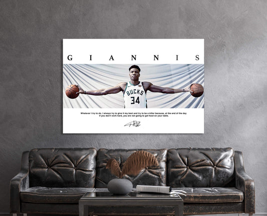 Giannis Antetokounmpo Wings Poster, Milwaukee Bucks Poster, Minimalist, Mid-Century Modern, NBA Poster, Office Wall Art, Bedroom Art