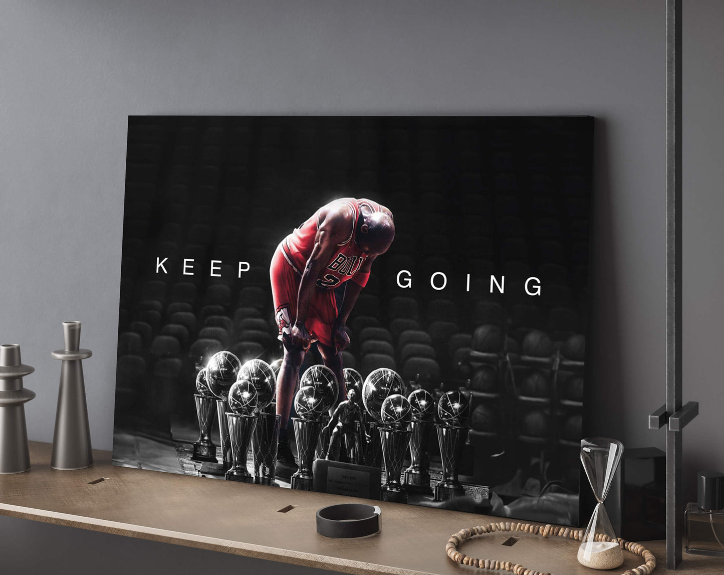 Keep Going Michael Jordan Basketball Ball Wall Art, Jordan 23 Chicago Bulls Poster, Wall Art, Mike Basketball Goat Canvas