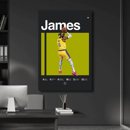 James, Poster, NBA GOATS Print, Basketball Star Bedroom Poster, Basketball, Minimalist, Office Wall Art