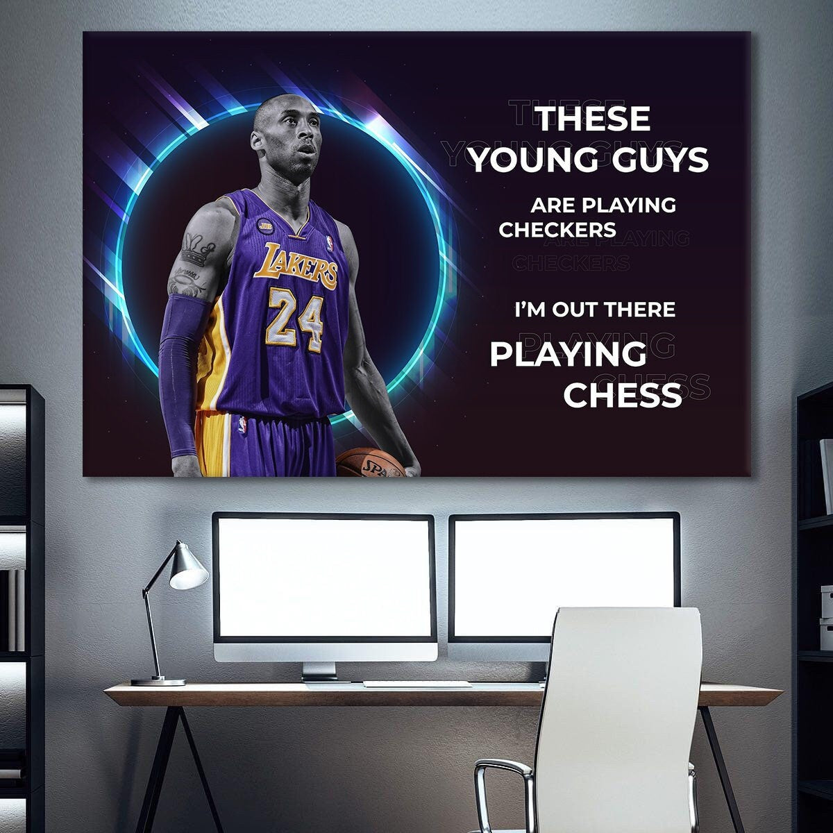 Kobe Bryant Inspirational Canvas Print - Mamba Mentality Quote for Home Gym or Office Decor - Motivating Sports Art - Never Give Up