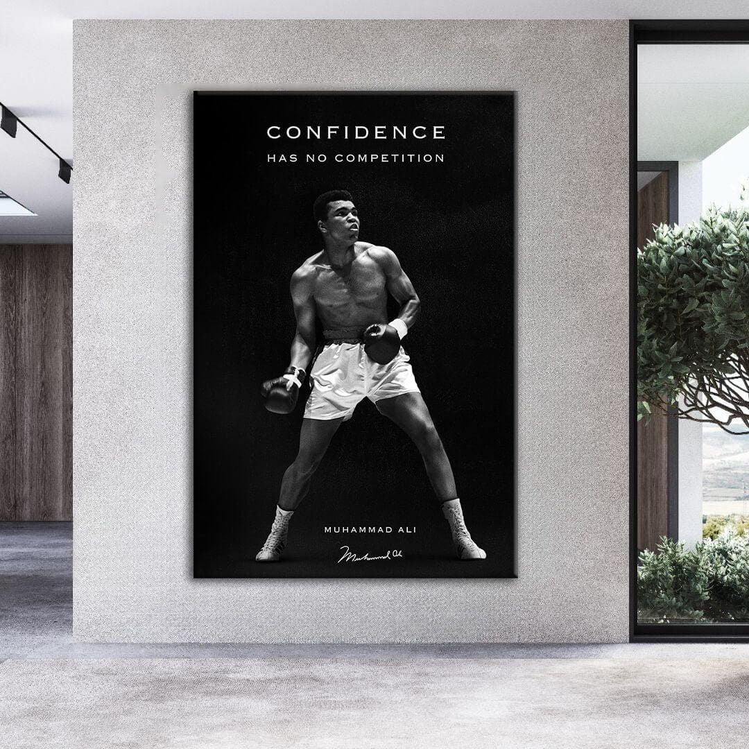 Muhammad Ali Wall Art Motivational CONFIDENCE Quote Landscape Canvas Modern Office Decor COMPETITION Entrepreneur Man Cave Gift Success