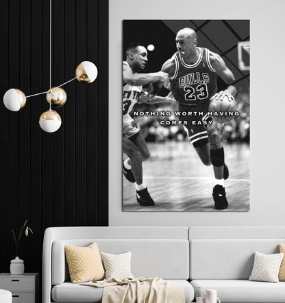 NOTHING COMES EASY Michael Jordan Basketball Ball Wall Art, Jordan 23 Chicago Bulls Poster, Wall Art, Mike Basketball Goat Canvas