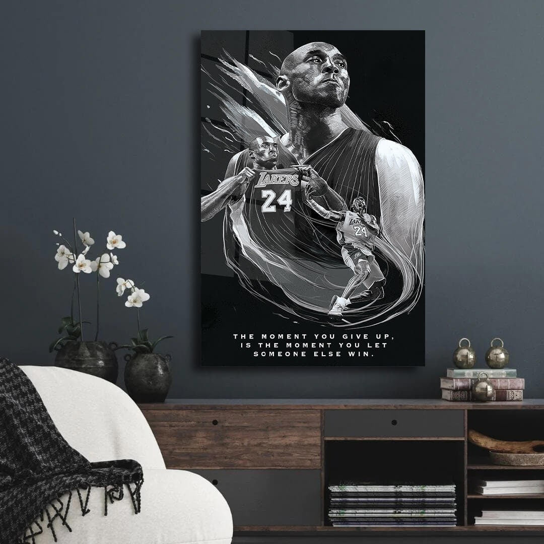 Kobe Bryant Canvas Poster Black and White Canvas Print Basketball Player Lakers Mamba Picture Stretched and Framed Ready to Hang for Decor