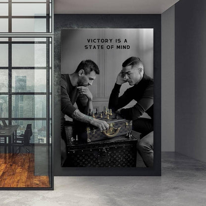 Messi & Ronaldo Chess Poster, Football Legends Canvas, Soccer Player Poster, Football Wall Art, Sport Home Decor, World Cup 2022 Iconic Art