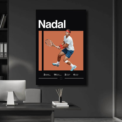 Rafael Nadal Poster, Tennis Print, Minimalist, Mid-Century Modern, Tennis Fans, Sports Office Wall Art, Sports Bedroom