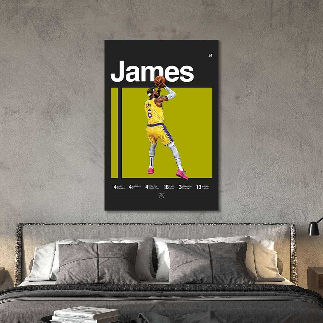 James, Poster, NBA GOATS Print, Basketball Star Bedroom Poster, Basketball, Minimalist, Office Wall Art