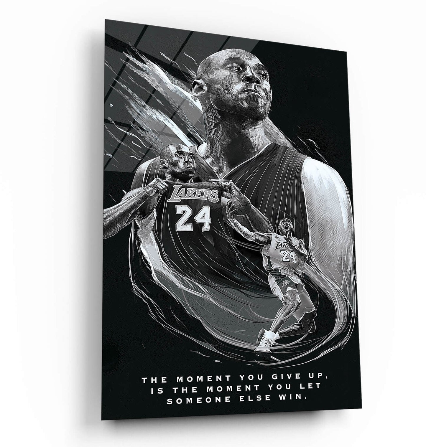 Kobe Bryant Canvas Poster Black and White Canvas Print Basketball Player Lakers Mamba Picture Stretched and Framed Ready to Hang for Decor