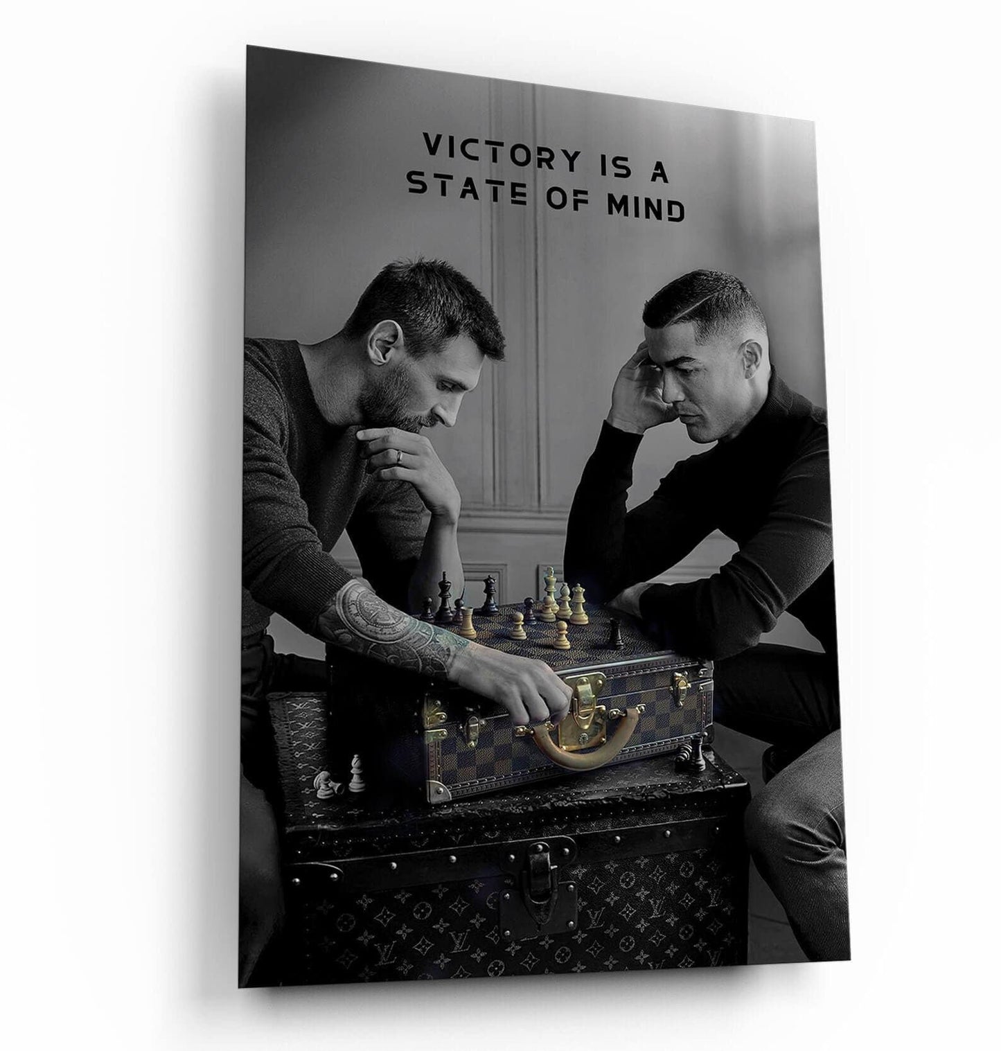 Messi & Ronaldo Chess Poster, Football Legends Canvas, Soccer Player Poster, Football Wall Art, Sport Home Decor, World Cup 2022 Iconic Art