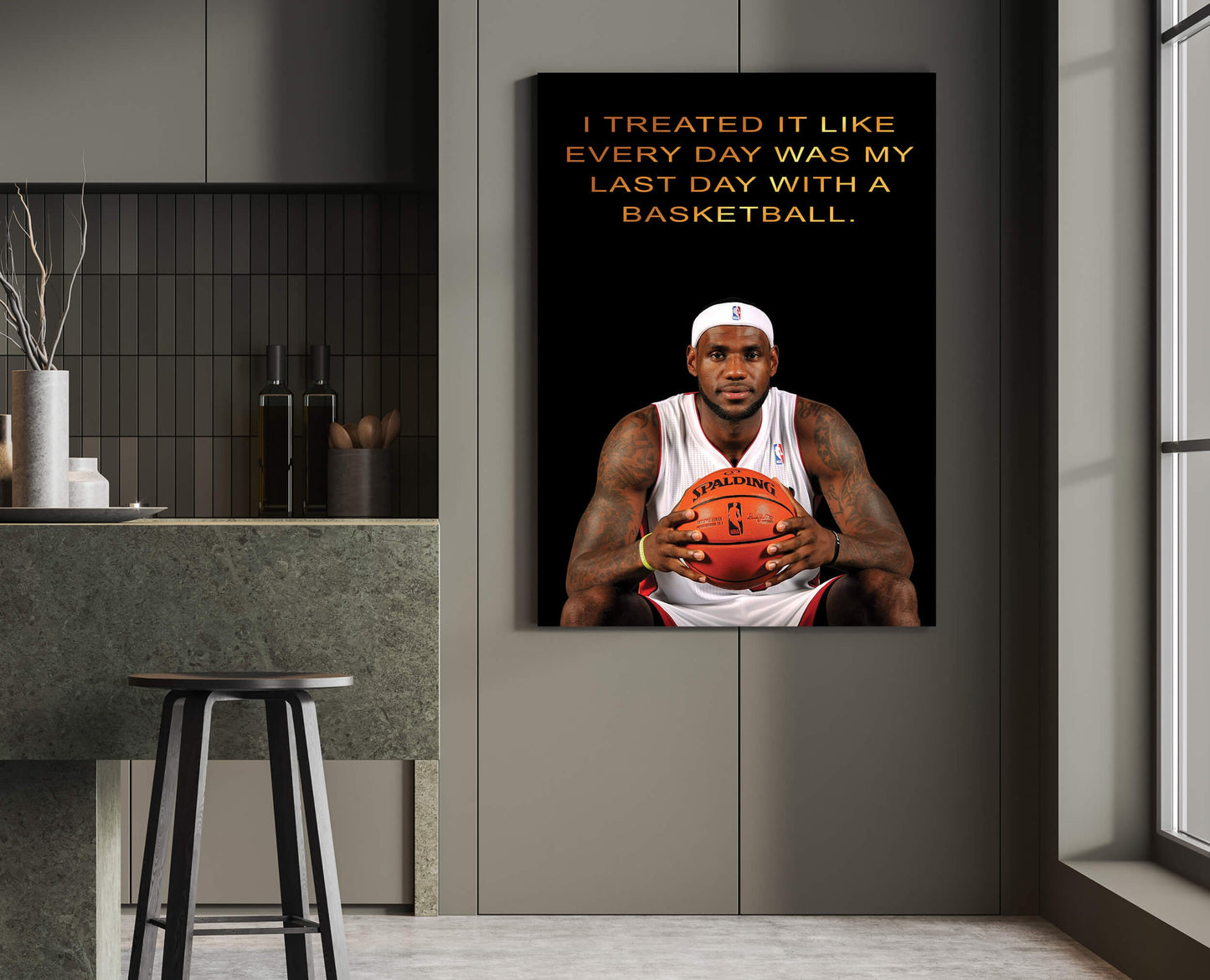 MY LAST DAY LeBron James Poster, Record Breaking Shot" Gallery Canvas Wrap, Los Angeles Lakers, Man Cave, Kids Room, Game Room, Bar