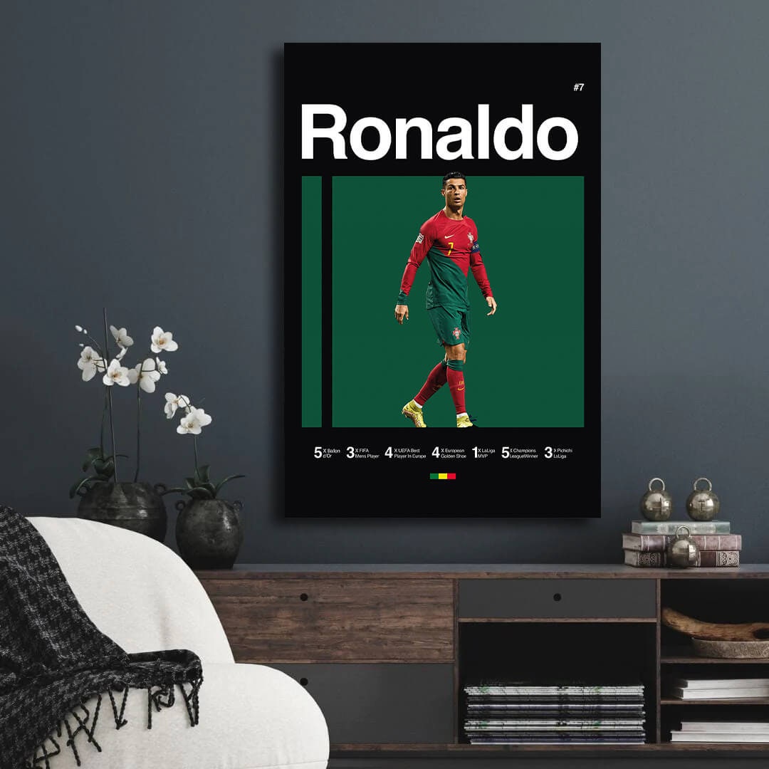 Cristiano Ronaldo Poster, World Cup Art, Portugal, Soccer Poster, Minimalist, Mid-Century Modern, Office Wall Art, Bedroom Art, Gift