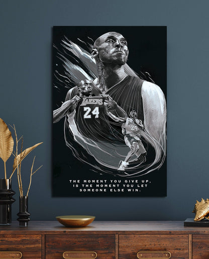 Kobe Bryant Canvas Poster Black and White Canvas Print Basketball Player Lakers Mamba Picture Stretched and Framed Ready to Hang for Decor