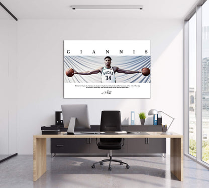 Giannis Antetokounmpo Wings Poster, Milwaukee Bucks Poster, Minimalist, Mid-Century Modern, NBA Poster, Office Wall Art, Bedroom Art