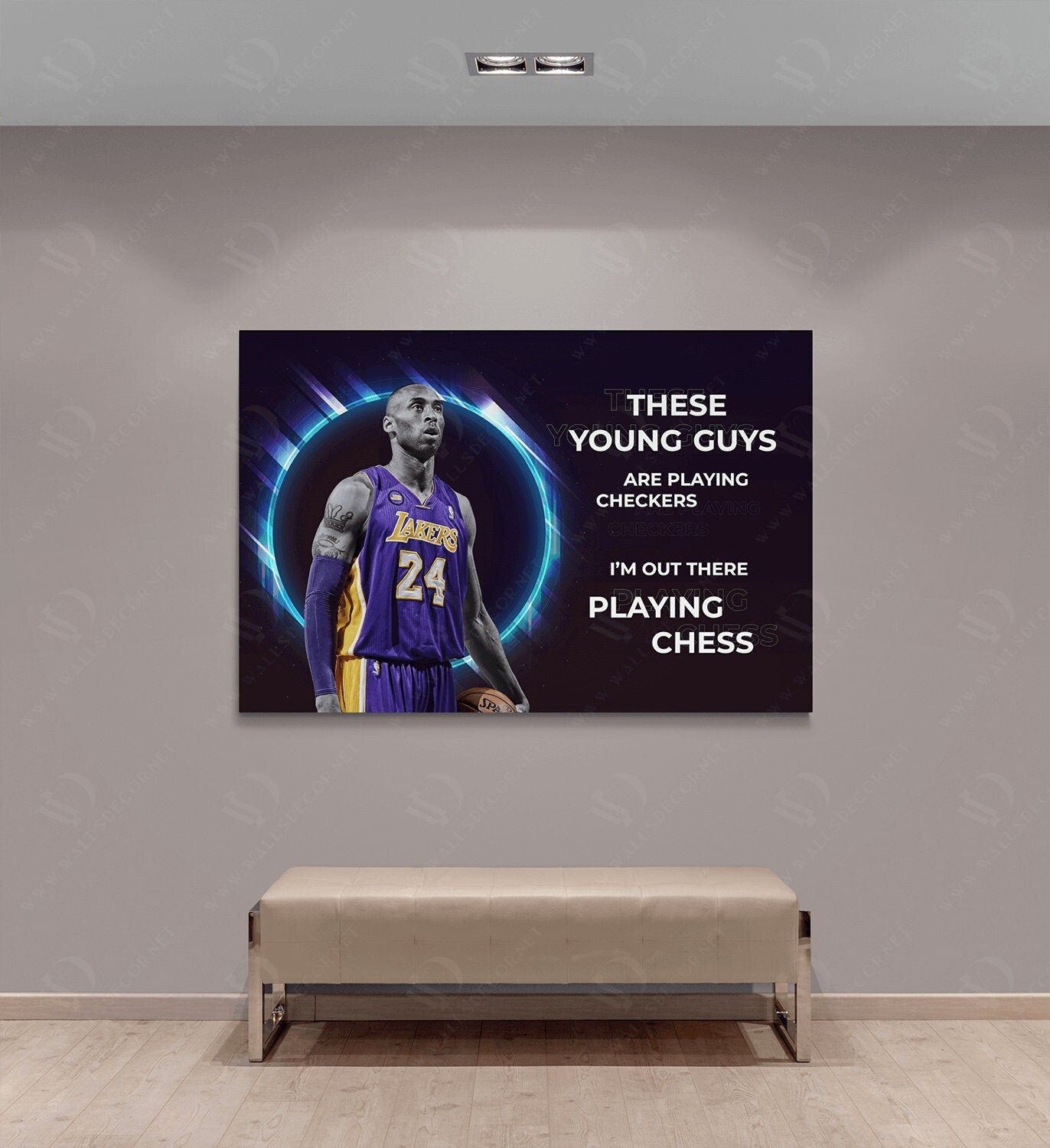 Kobe Bryant Inspirational Canvas Print - Mamba Mentality Quote for Home Gym or Office Decor - Motivating Sports Art - Never Give Up