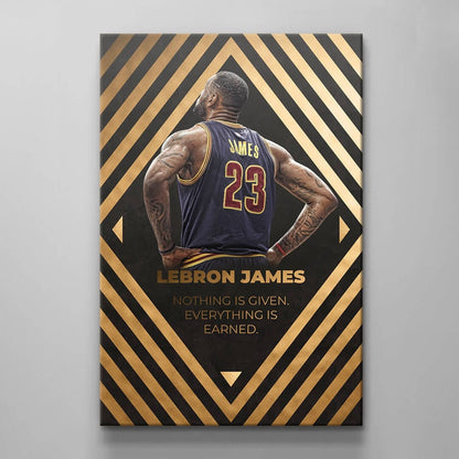 Nothing Is Geaven Everything Is Earned MY LAST DAY LeBron James Poster, Record Breaking Shot" , Los Angeles Lakers, Man Cave Room, Bar