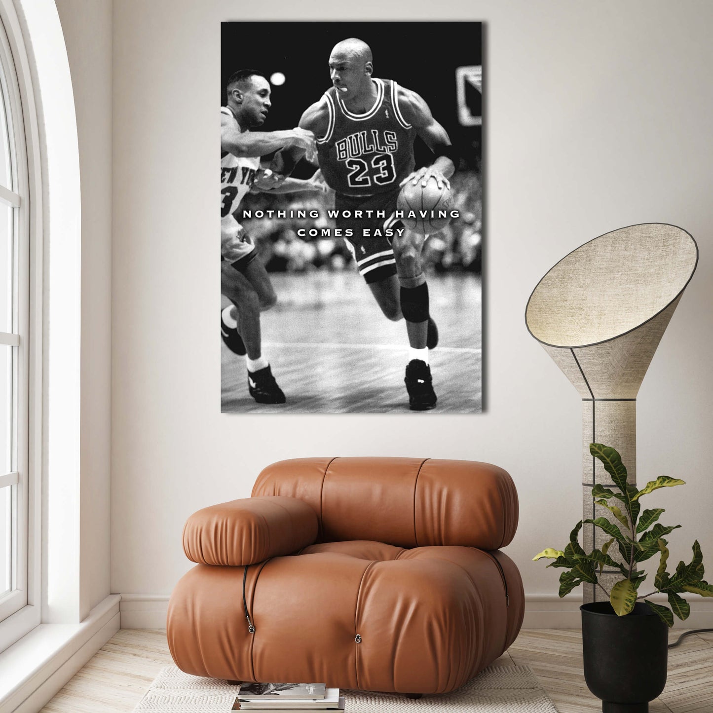 NOTHING COMES EASY Michael Jordan Basketball Ball Wall Art, Jordan 23 Chicago Bulls Poster, Wall Art, Mike Basketball Goat Canvas