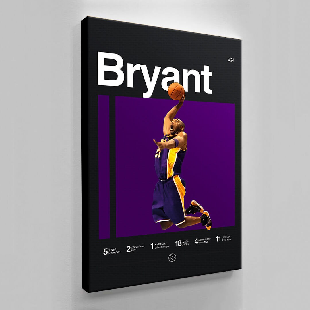 Kobe Bryant Mamba Mentality Framed Canvas Art - Inspirational Wall Decor Gym - Motivational Sports Quotes - Never Give Up - Limited Print