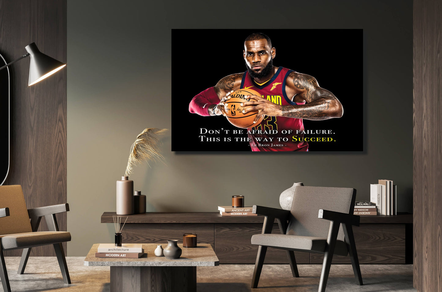 Basketball Quote Wall Art for Living Room LeBron James Canvas Paintings on Canvas American Basketball Wooden Framed Stretched Ready to Hang