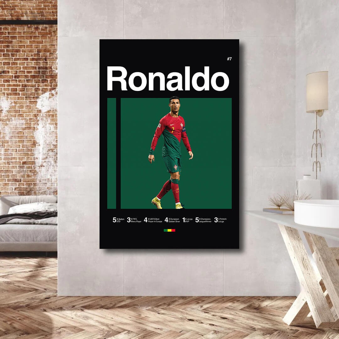 Cristiano Ronaldo Poster, World Cup Art, Portugal, Soccer Poster, Minimalist, Mid-Century Modern, Office Wall Art, Bedroom Art, Gift