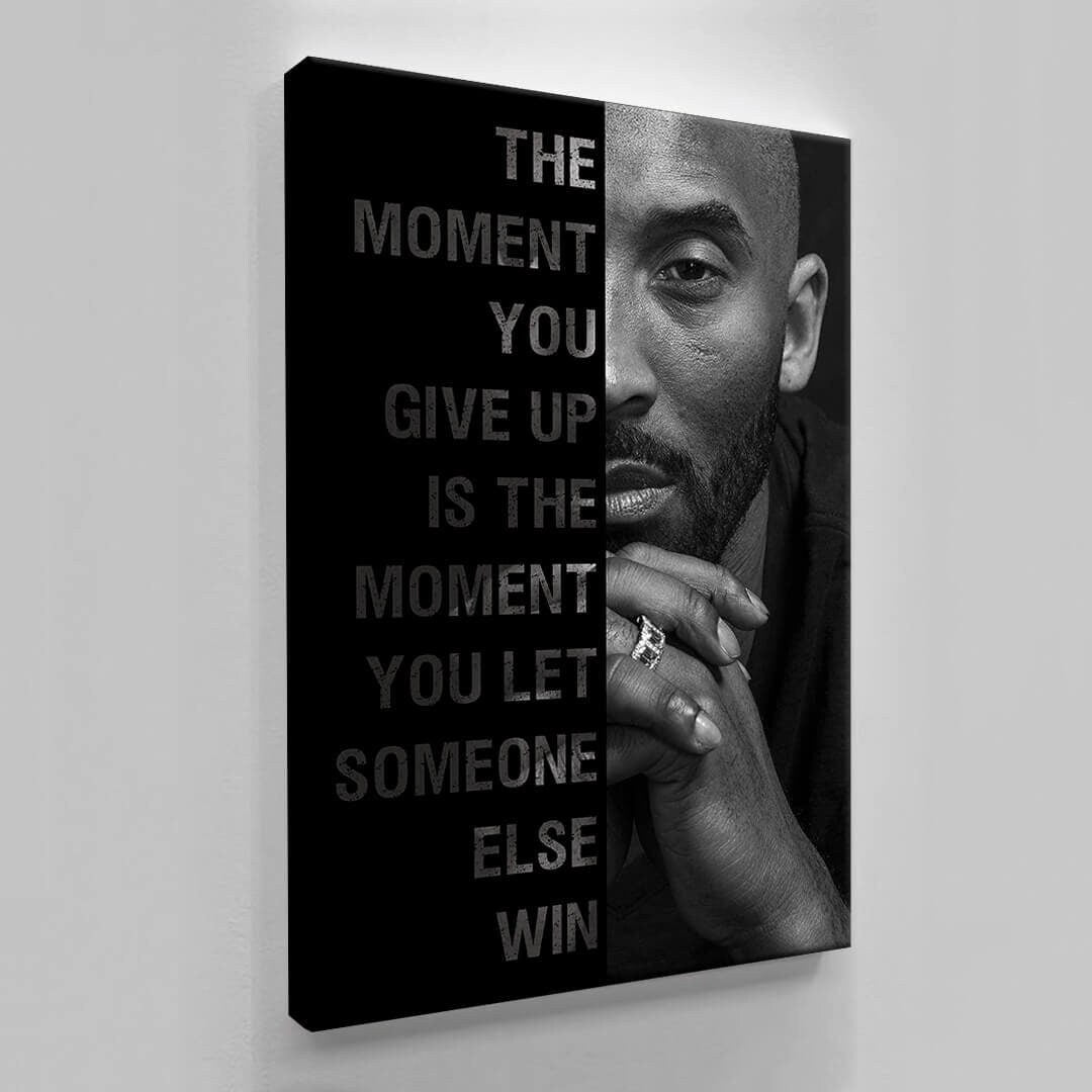 Mamba Mentality Kobes Framed Canvas Quotes Inspirational Wall Art Motivational Kobe Posters Bryant The Moment You Give Up Never Give Up