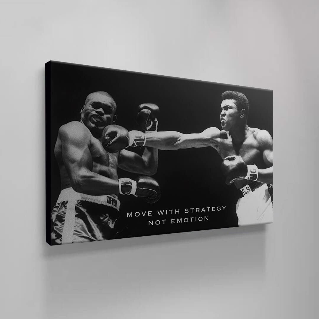 MUHAMMAD ALI - Move With Strategy Motivational Canvas Art Boxing Quote Inspirational Wall Art Framed Canvas Print Home/Office Champion Quote