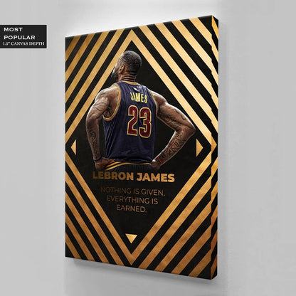 Nothing Is Geaven Everything Is Earned MY LAST DAY LeBron James Poster, Record Breaking Shot" , Los Angeles Lakers, Man Cave Room, Bar